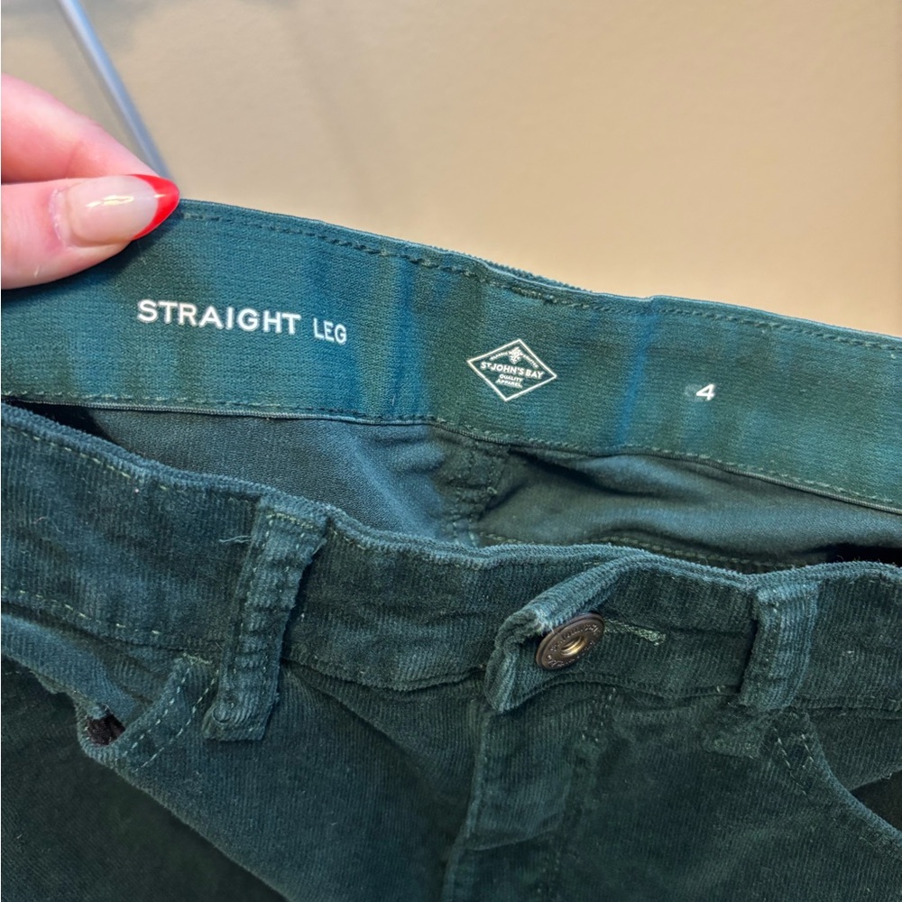 St. John’s Bay Green Corduroy‎ Straight Leg Pants Women’s Size 4 - Picture 3 of 3